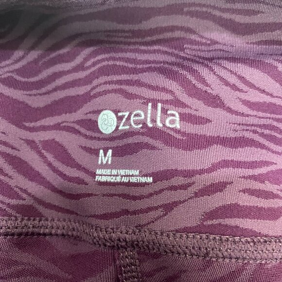 Zella Womens Leggings Sz M Purple Zebra Pockets Stretch Casual Athletic Pants - Picture 2 of 10